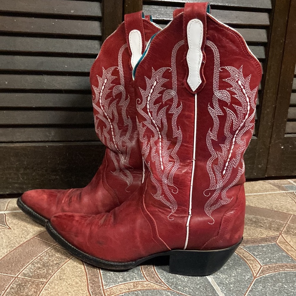 Nocona Cherry Red Leather Western Boots